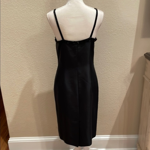 Vintage Silk Voltre Nom Black Sheath Dress with Beaded Neckline and Straps - Picture 4 of 7